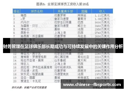财务管理在足球俱乐部长期成功与可持续发展中的关键作用分析 财务管理在足球俱乐部长期成功与可持续发展中的关键作用分析